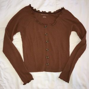 Ruffled, Button-Down Long Sleeve